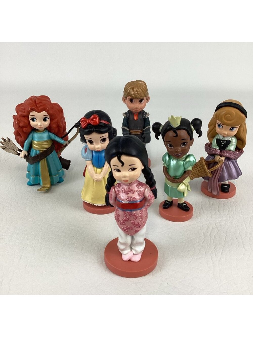 Disney Animators Mini 3" PVC Princess Lot Merida Snow Tiana Toddler Dolls Bundle
